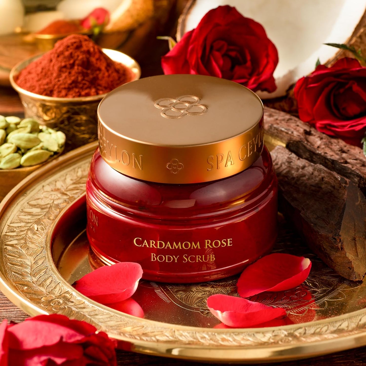 Cardamom Rose Body Scrub | Exfoliating Body Scrub for Smooth Skin | Nourishing Floral Rose and Cardamom Scrub 225G