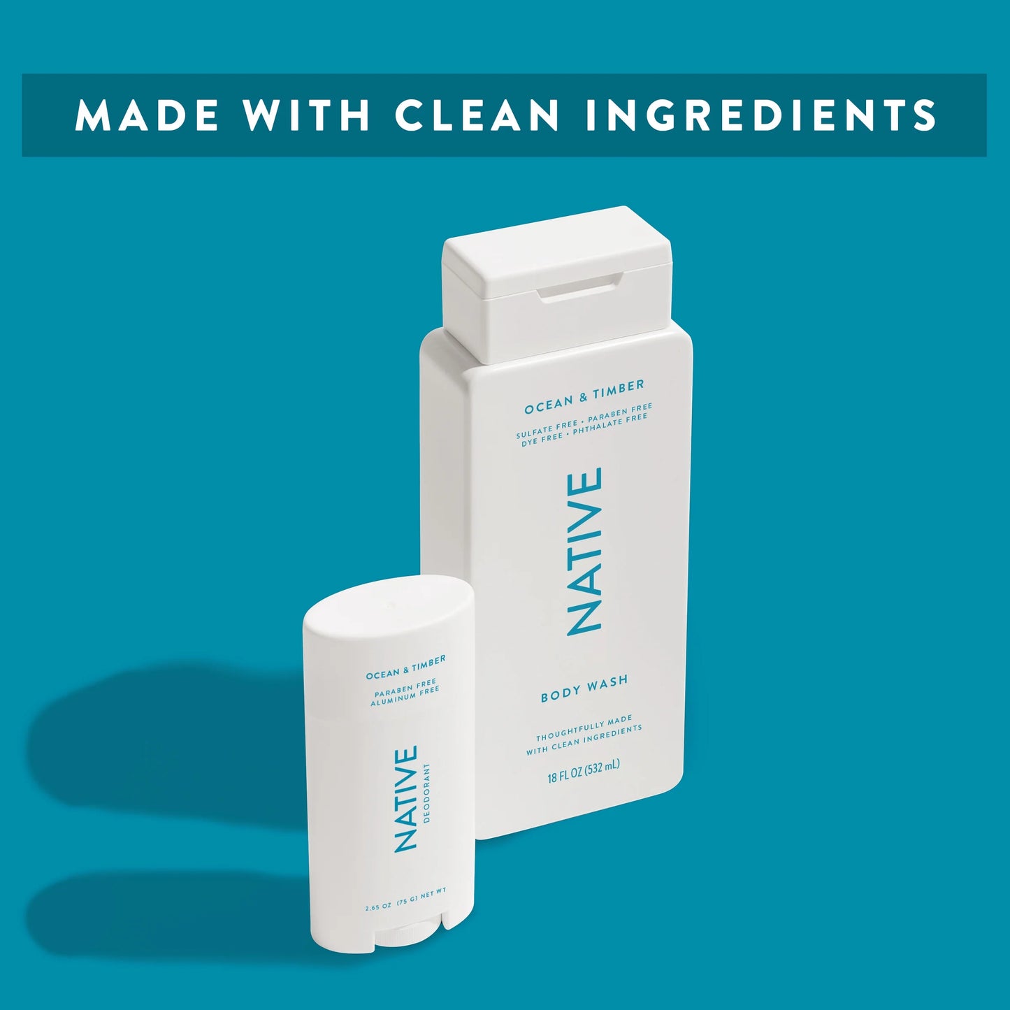 Body Wash, Sulfate Free, Paraben Free, Ocean & Timber, for Women and Men, 18 Oz