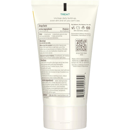 Burt’S Bees Clear and Balanced Deep Cleansing Acne Scrub, Salicylic Acid Acne Treatment with Cica, Facial Cream Exfoliator Helps Unclog Pores and Reduce Acne, 4 Oz