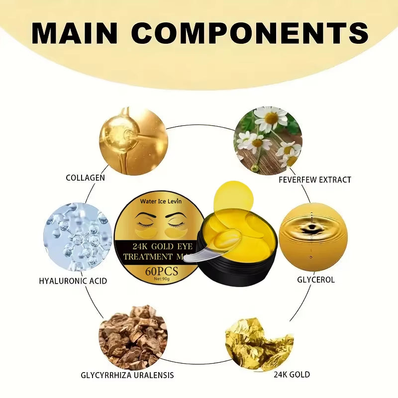 24K Gold Hyaluronic Acid Eye Mask to Remove Dark Circles Collagen Eye Patches Facial Care Products