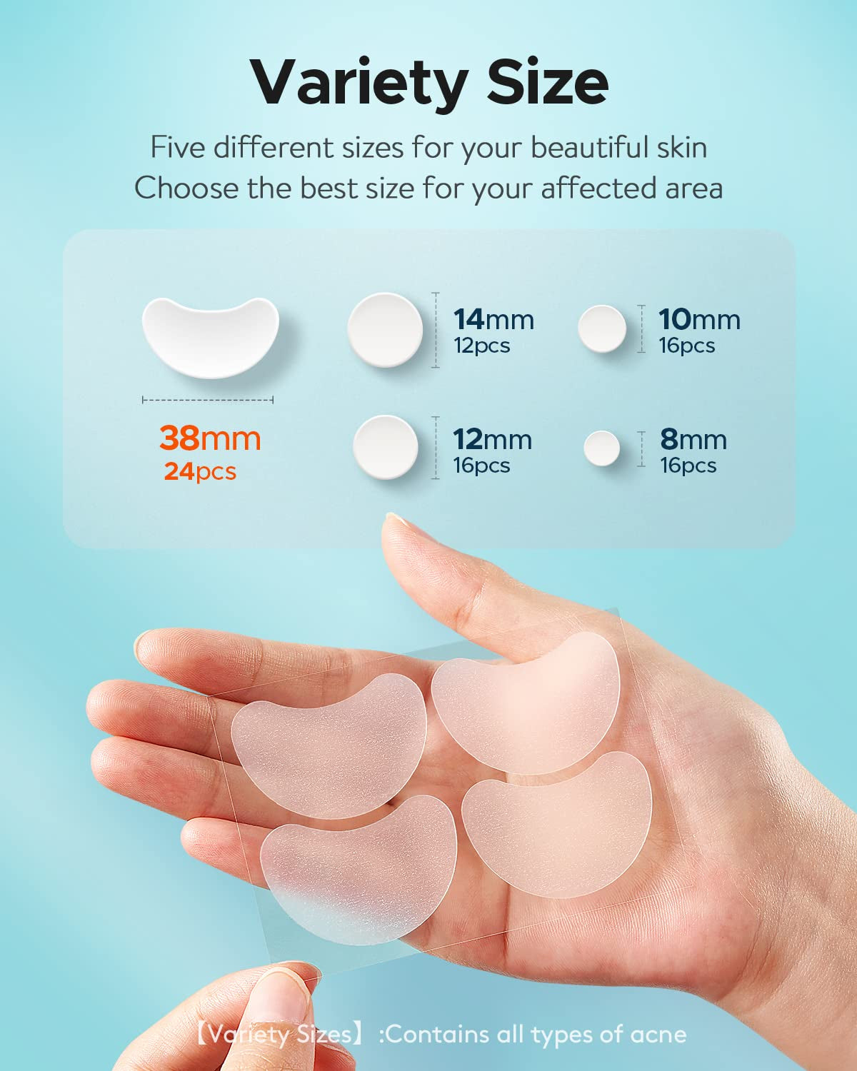 Acne Patches Large, Hydrocolloid Pimple Patches for Large Breakouts, Zit and Blemish, Large Acne Patches for Face, Chin, Back and Body with Tea Tree Oil