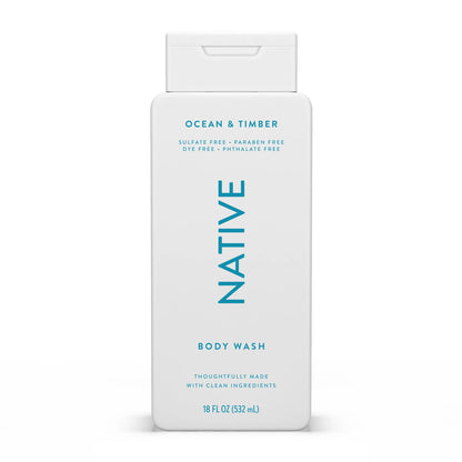 Body Wash, Sulfate Free, Paraben Free, Ocean & Timber, for Women and Men, 18 Oz