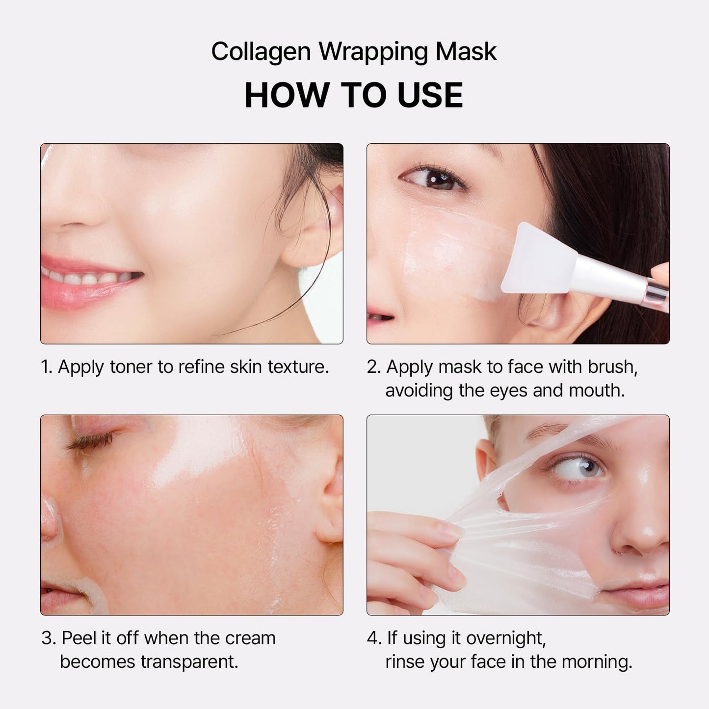 Slow and Aging Collagen Wrap Mask, Peel-Off Facial Mask, Pore Tightening, for Glowy Skin, 2.70 Fl Oz