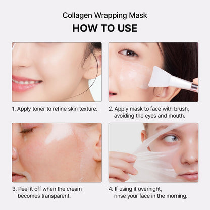 Slow and Aging Collagen Wrap Mask, Peel-Off Facial Mask, Pore Tightening, for Glowy Skin, 2.70 Fl Oz
