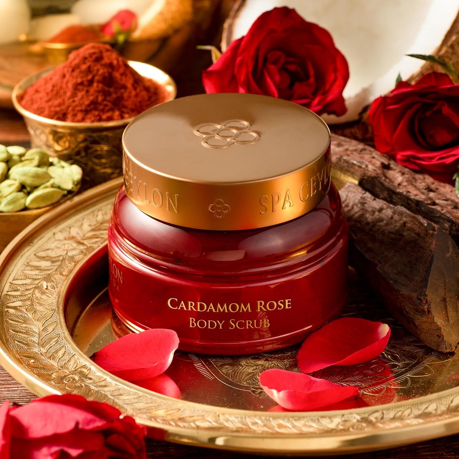 Cardamom Rose Body Scrub | Exfoliating Body Scrub for Smooth Skin | Nourishing Floral Rose and Cardamom Scrub 225G
