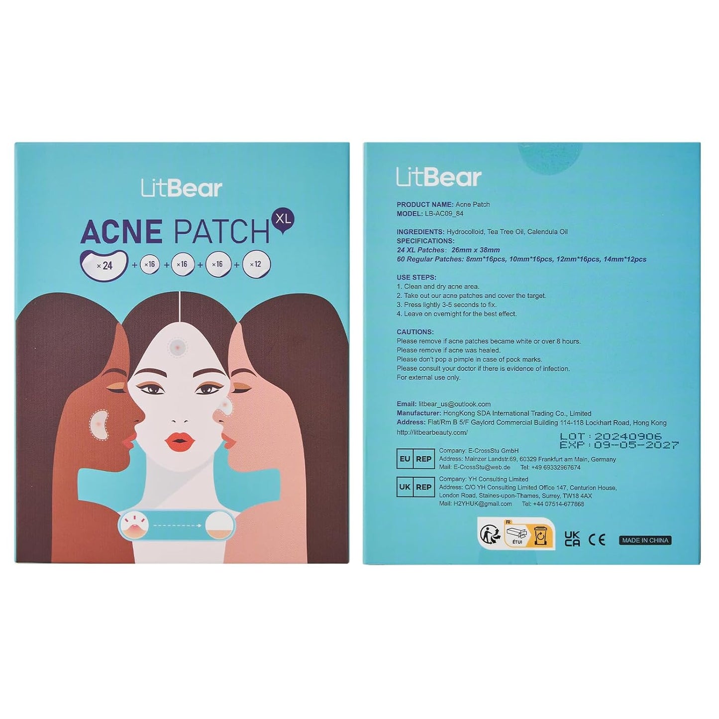 Acne Patches Large, Hydrocolloid Pimple Patches for Large Breakouts, Zit and Blemish, Large Acne Patches for Face, Chin, Back and Body with Tea Tree Oil