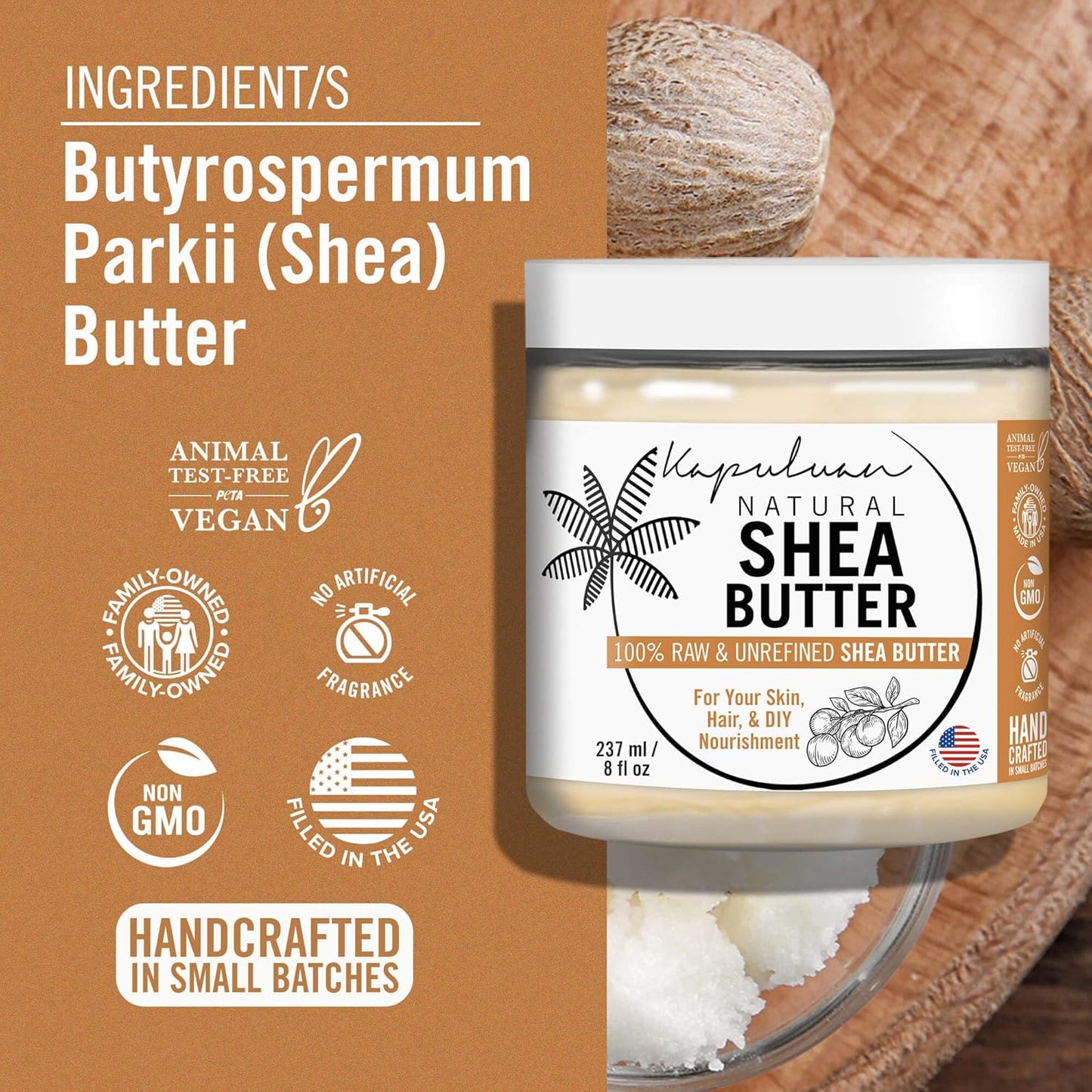 Shea Butter — Raw, Unrefined, Pure Shea Butter Raw for Skin, Hair, and Face - Shea African Butter Skin Moisturizer, Stretch Marks and Acne Scarring .5 Lb