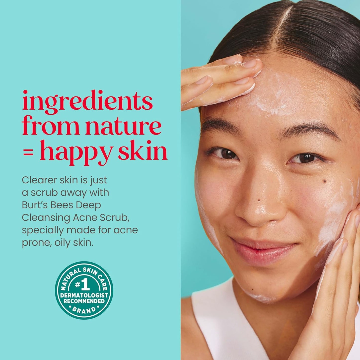 Burt’S Bees Clear and Balanced Deep Cleansing Acne Scrub, Salicylic Acid Acne Treatment with Cica, Facial Cream Exfoliator Helps Unclog Pores and Reduce Acne, 4 Oz