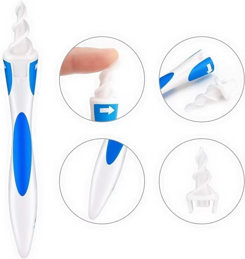 Ear Wax Removal Tool Soft Silicone Spiral Ear Cleaning 16 Replacement Heads Removal Ears Cleaner Plugs Spirals Care
