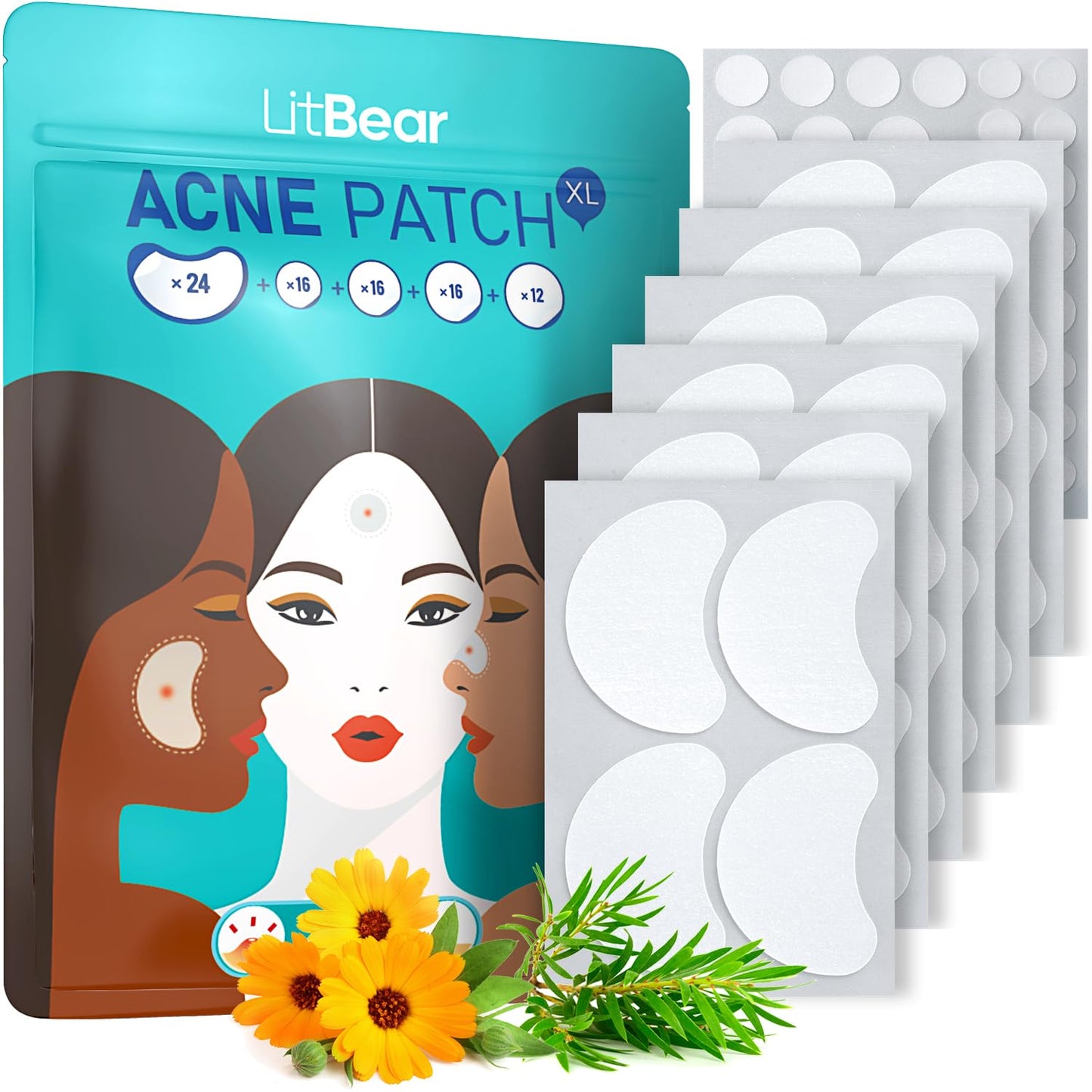 Acne Patches Large, Hydrocolloid Pimple Patches for Large Breakouts, Zit and Blemish, Large Acne Patches for Face, Chin, Back and Body with Tea Tree Oil