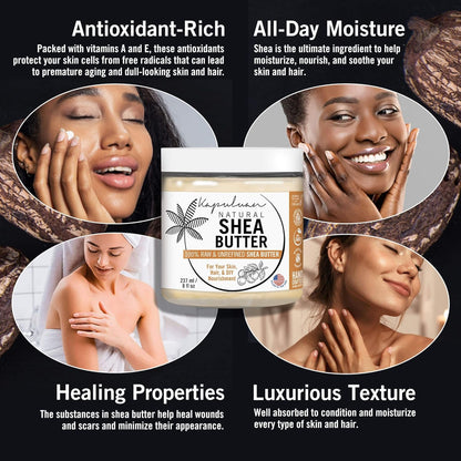 Shea Butter — Raw, Unrefined, Pure Shea Butter Raw for Skin, Hair, and Face - Shea African Butter Skin Moisturizer, Stretch Marks and Acne Scarring .5 Lb
