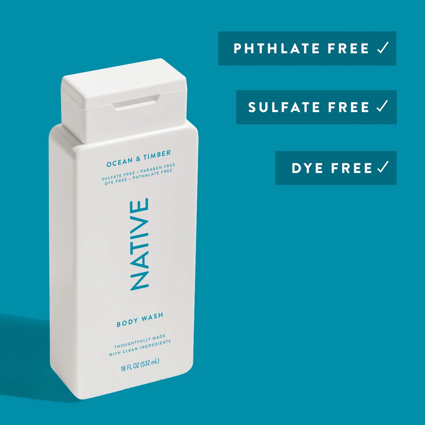 Body Wash, Sulfate Free, Paraben Free, Ocean & Timber, for Women and Men, 18 Oz