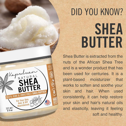 Shea Butter — Raw, Unrefined, Pure Shea Butter Raw for Skin, Hair, and Face - Shea African Butter Skin Moisturizer, Stretch Marks and Acne Scarring .5 Lb